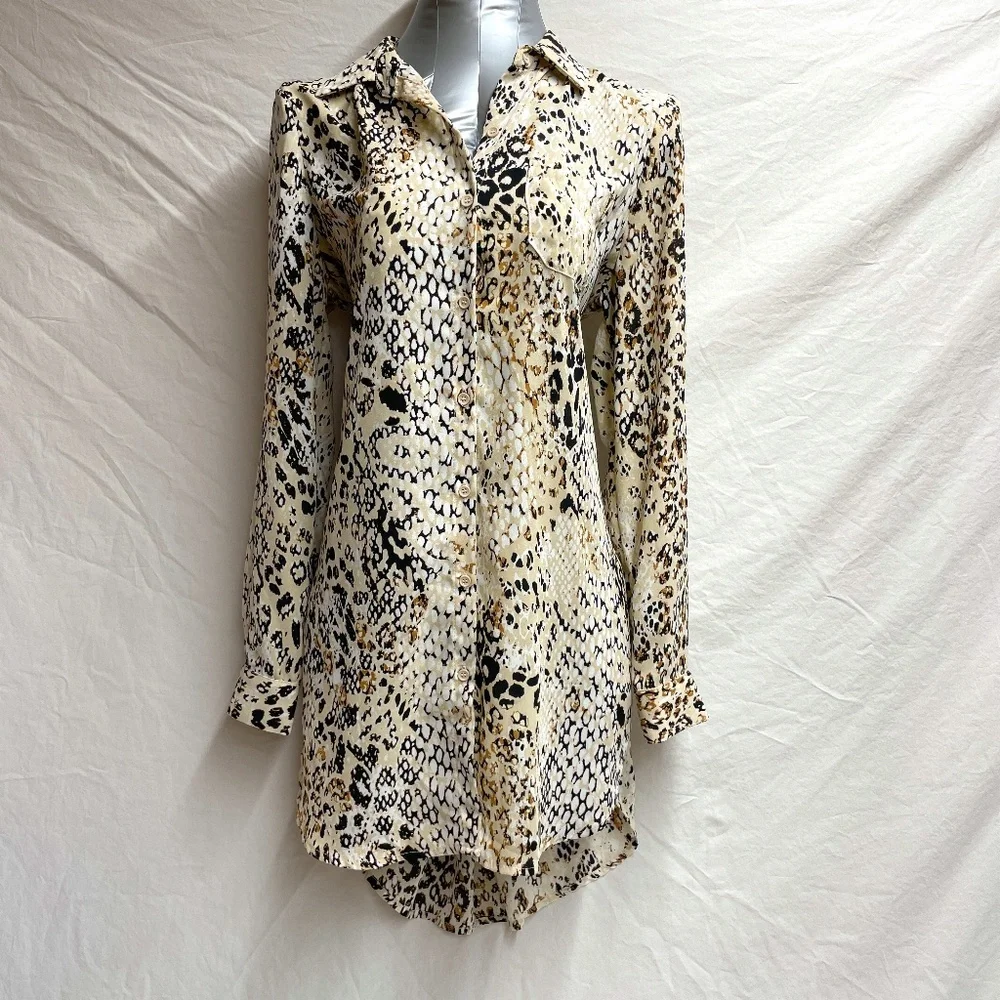 Spense Animal Print Buttonfront Blouse – Size Medium